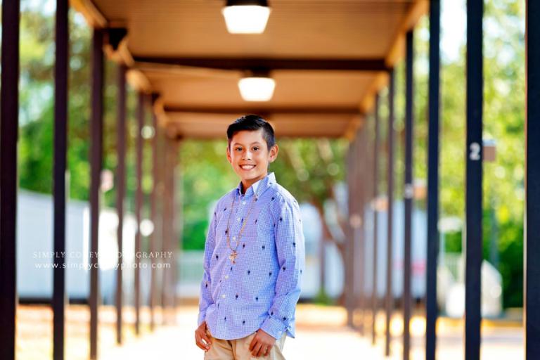 child photographer near Douglasville, 5th grade graduation photos at school