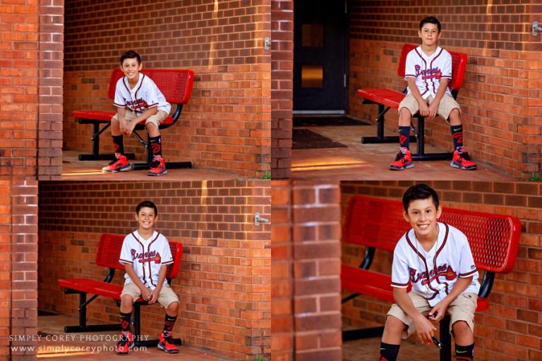 Villa Rica children's photographer, 5th grade graduate in Atlanta Braves jersey 
