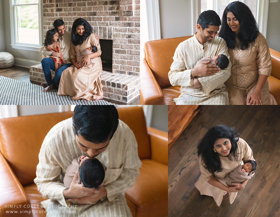 Carrollton family photographer, in home lifestyle newborn session