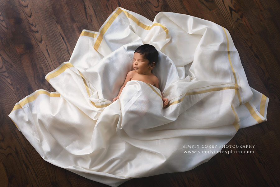 West Georgia newborn photographer, baby boy sleeping in dhoti
