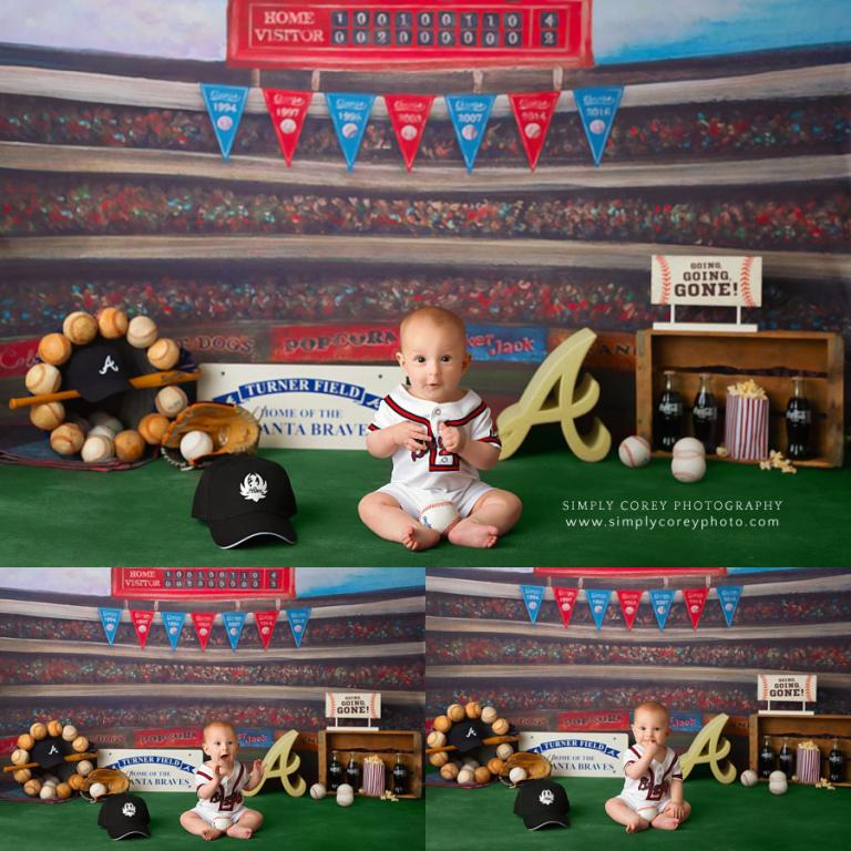 Carrollton baby photographer, Atlanta baseball studio session theme