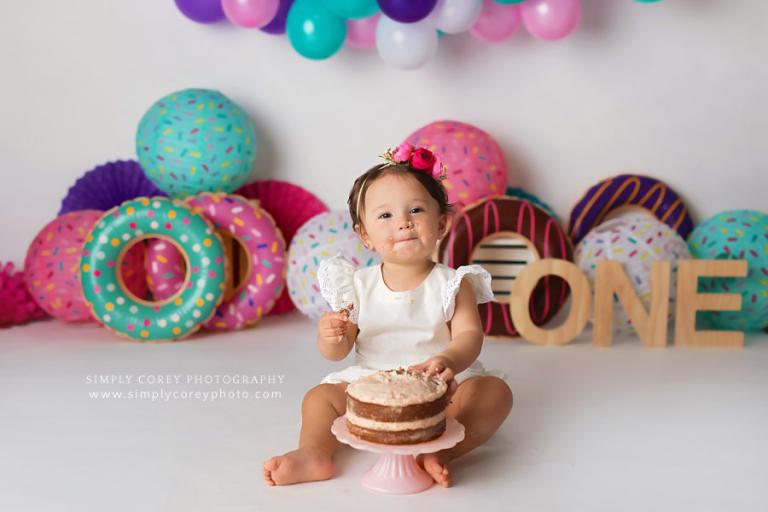 Newnan baby photographer, donut one year cake smash