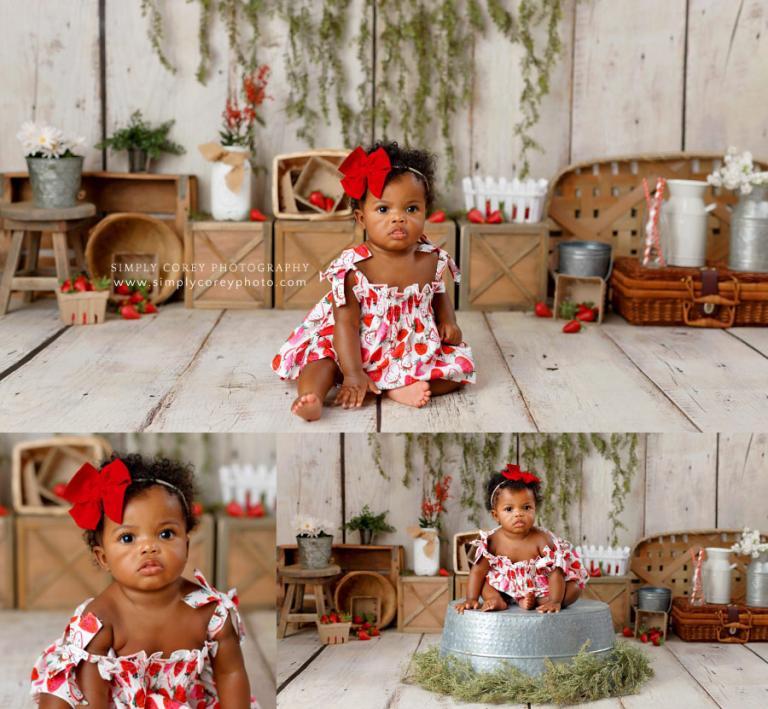 Douglasville baby photographer, summer mini session studio strawberries