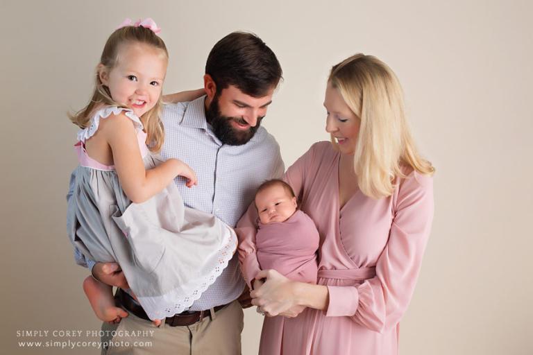 Atlanta newborn photographer, family studio portrait with baby