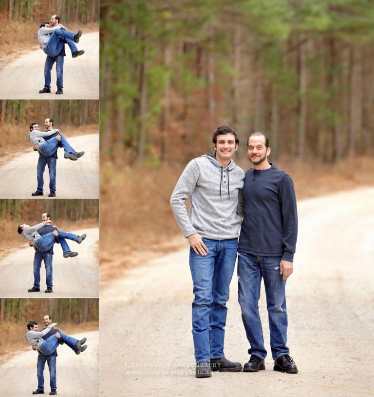 Bremen family photographer, funny portraits of dad and son outside