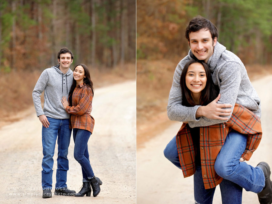 Newnan couples photographer, fun outdoor portraits on country road
