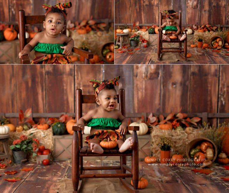 baby photographer near West Georgia, baby girl fall milestone session