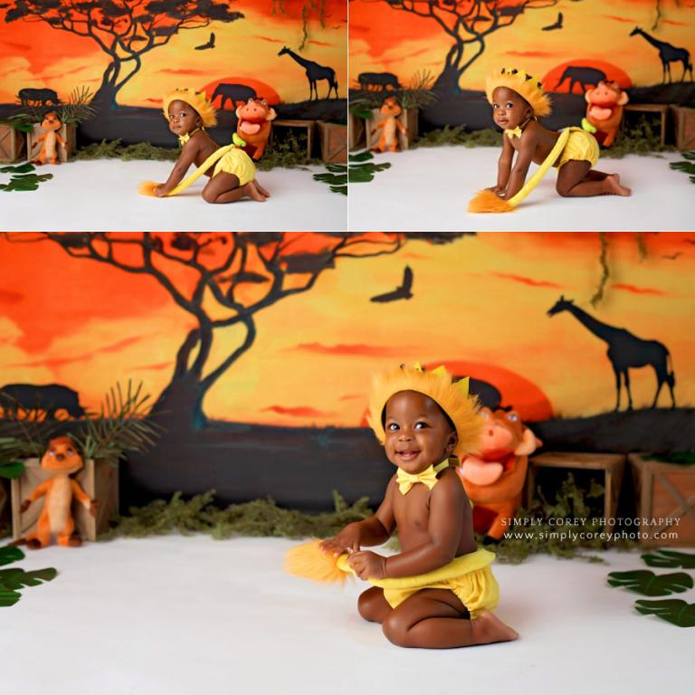 baby photographer near Atlanta, one year old boy as lion king