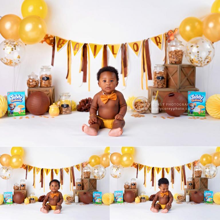 Hiram baby photographer, 6 month milestone session with teddy grahams