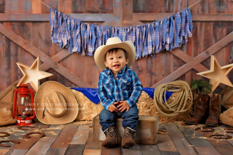 Atlanta baby photographer, studio rodeo one year session 