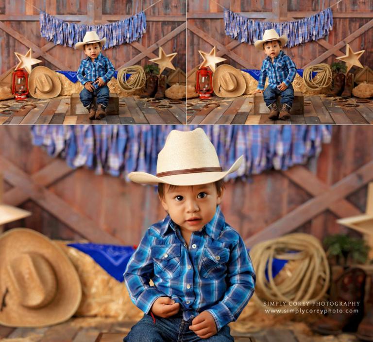 baby photographer near Dallas, GA; rodeo one year photography session