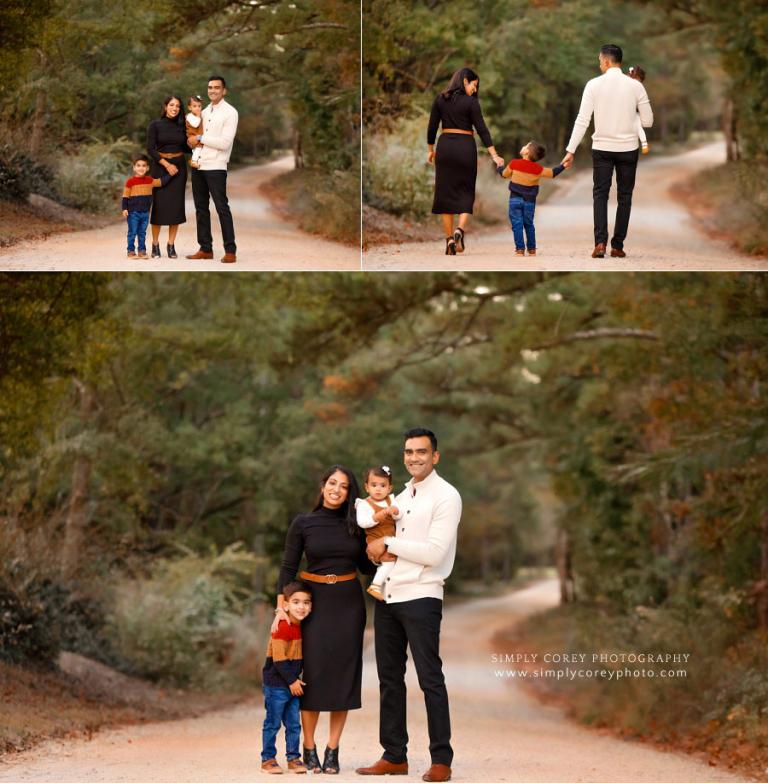 family photographer near Villa Rica, fall portraits outside on country road