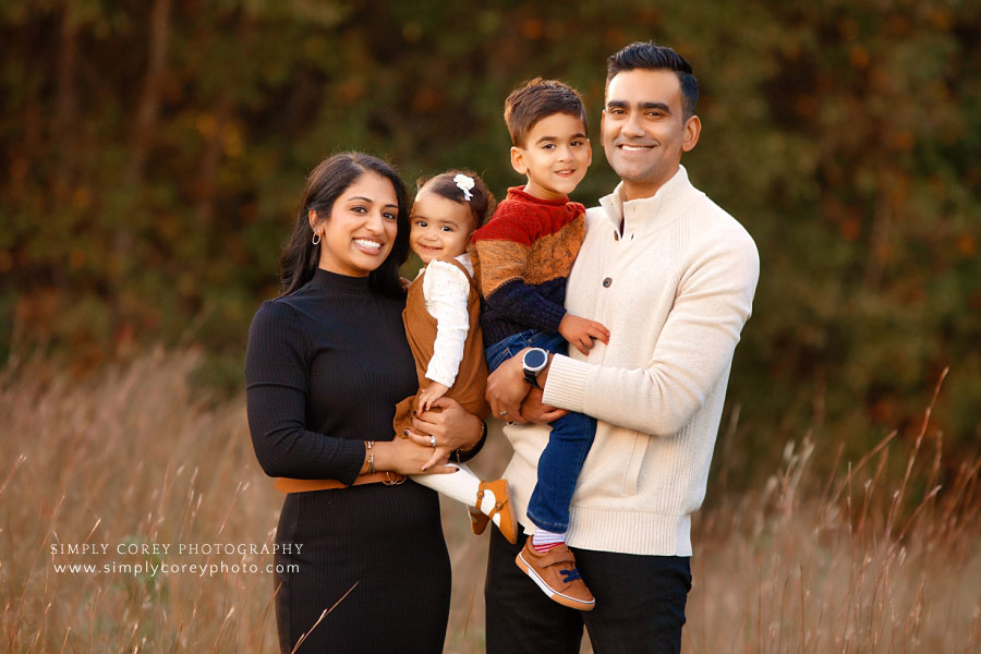 Newnan family photographer, fall portrait session outside in field