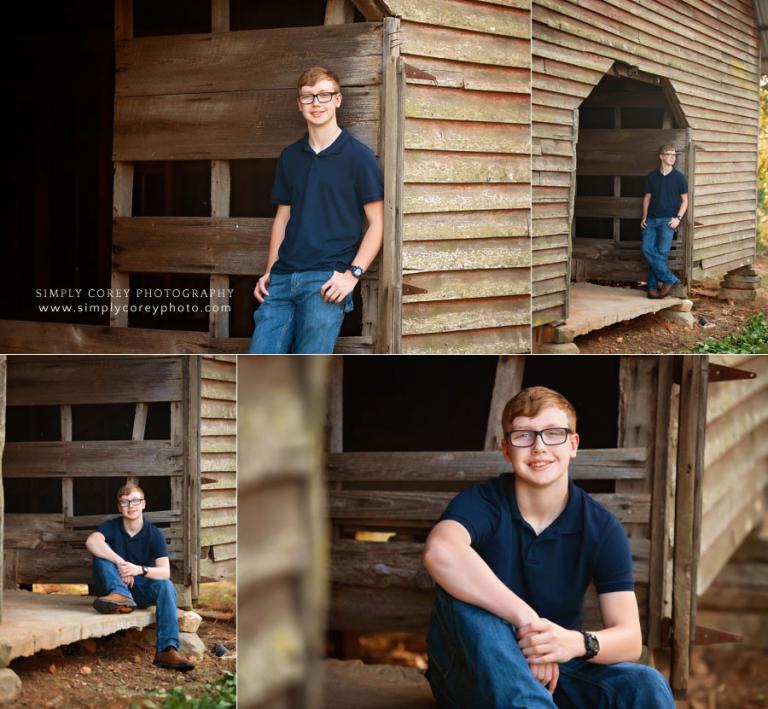 Douglasville photographer, outdoor teen portraits in old barn