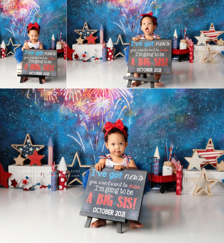 Newnan baby photographer, 4th of July pregnancy announcement