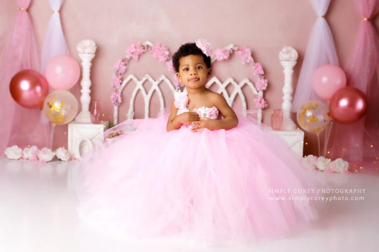 Villa Rica baby photographer, girl in pink tulle dress in studio