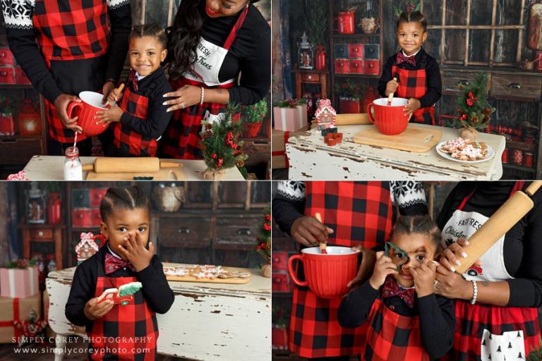 Atlanta mini session photographer, Christmas kitchen mini in studio