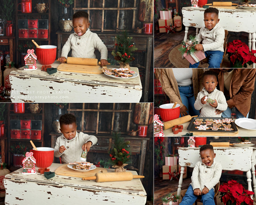 Carrollton Christmas mini session photographer, kitchen studio set