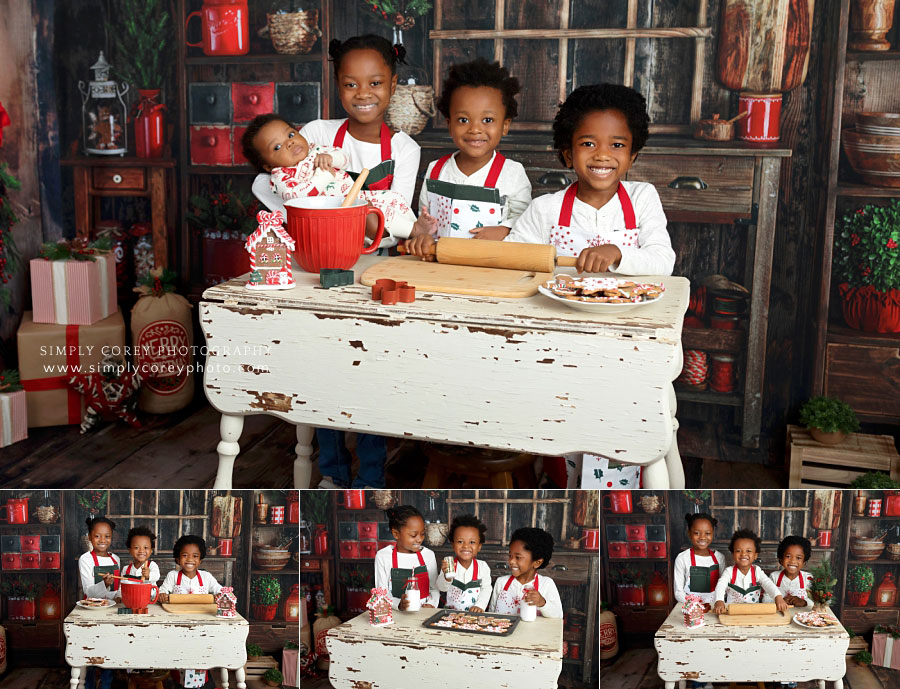 Douglasville mini session photographer, kids Christmas kitchen studio set