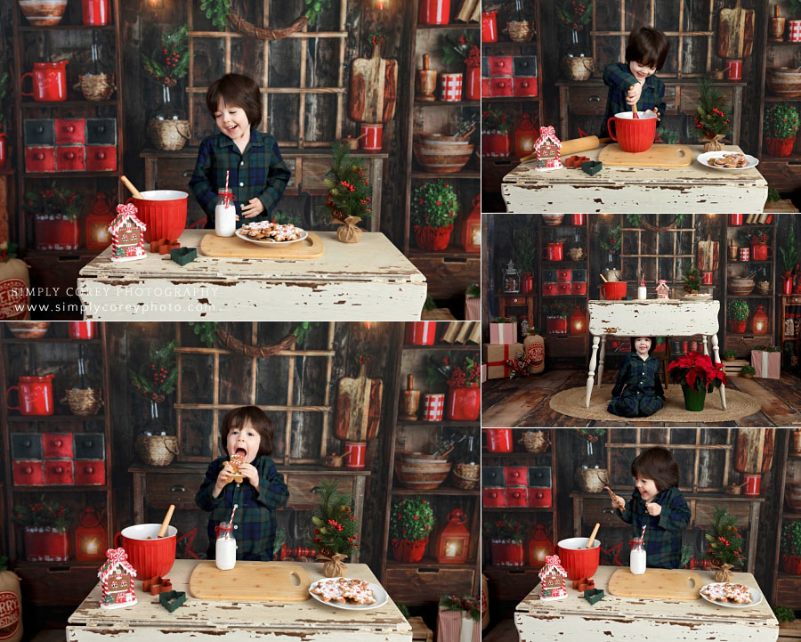 mini session photographer near Carrollton, GA; Christmas kitchen studio set for 2021