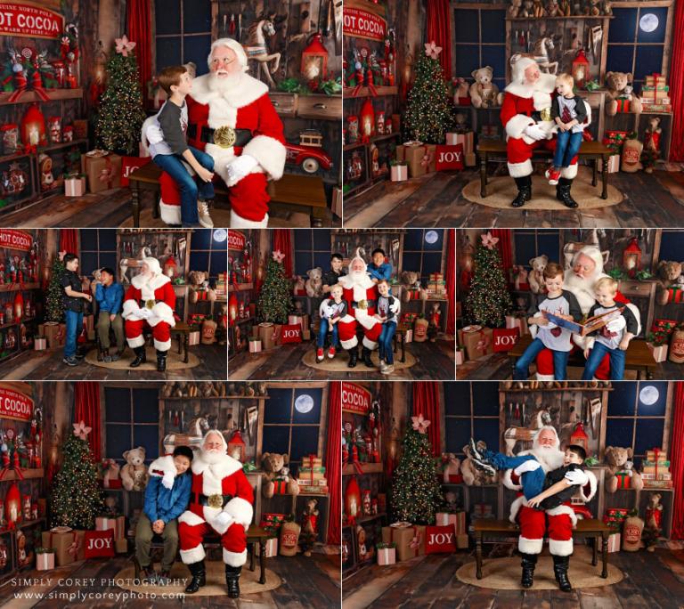 Santa Claus mini sessions by Atlanta photographer, cousins being silly
