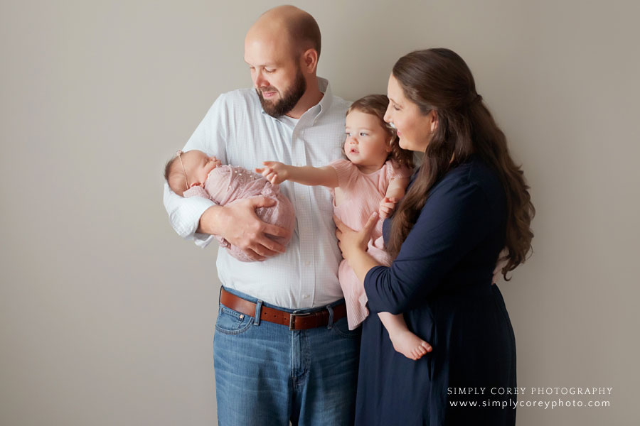 Atlanta family photographer, in-home newborn session with toddler big sister