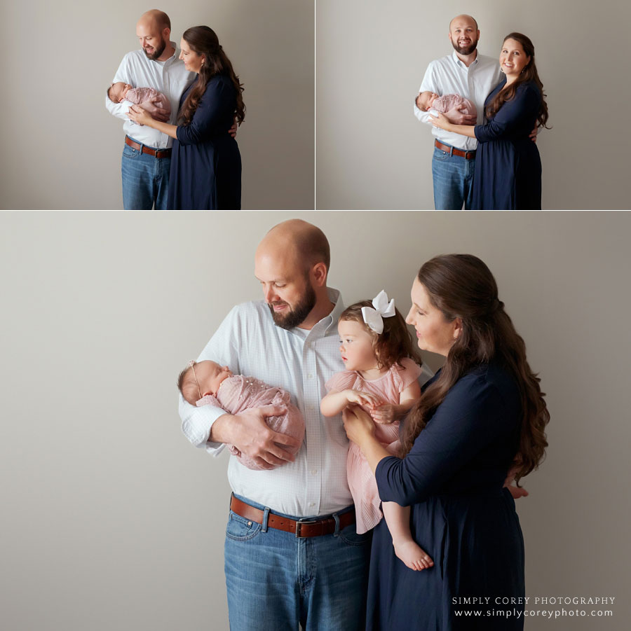 Newnan family photographer, portraits with baby during in-home newborn session
