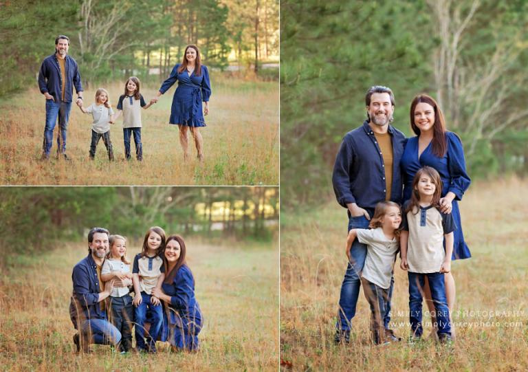 family photographer near Newnan, outdoor portraits in field with kids