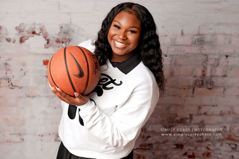 Atlanta senior portrait photographer, teen studio session with basketball