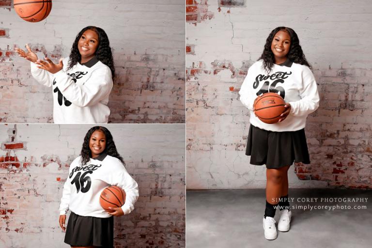 Carrollton teen photographer in GA, sweet 16 studio session with basketball