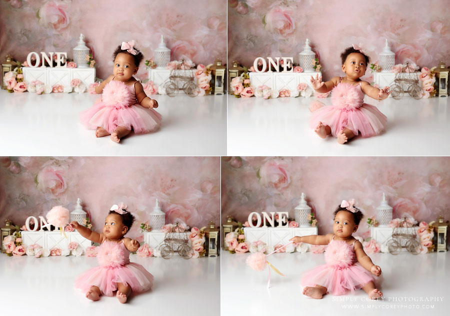 Douglasville baby photographer, pink floral one year old milestone session
