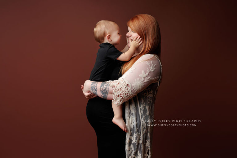 Atlanta family photographer, mom and baby during studio maternity session