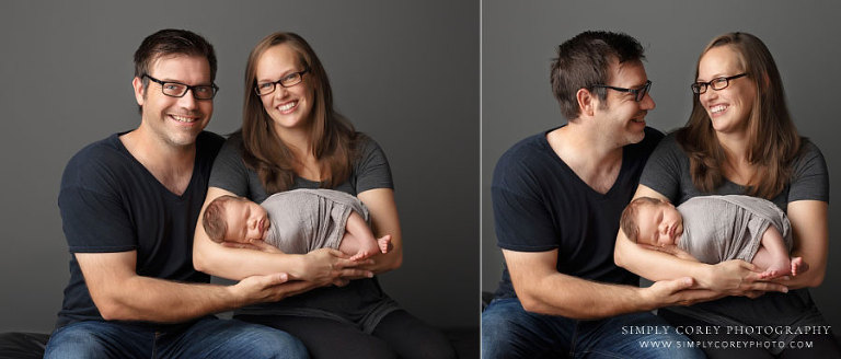 newborn photographer near Douglasville, studio family portraits with parents and new baby