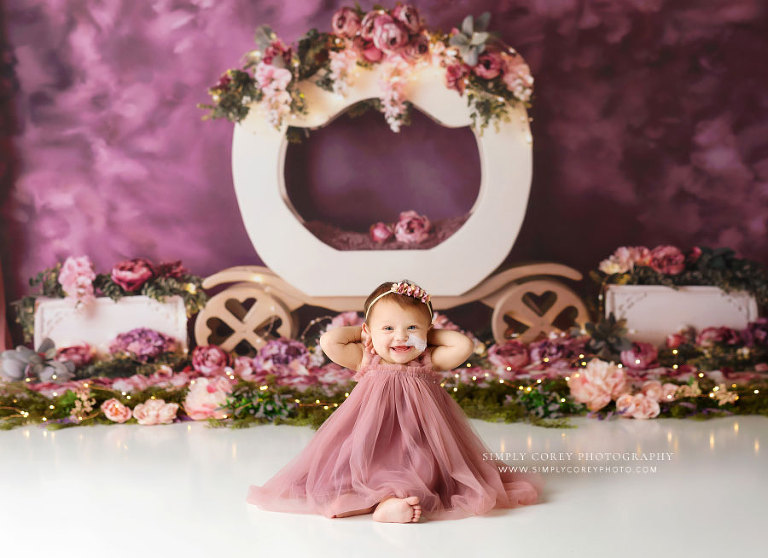 Atlanta baby photographer, 9 months sitter session with princess carriage