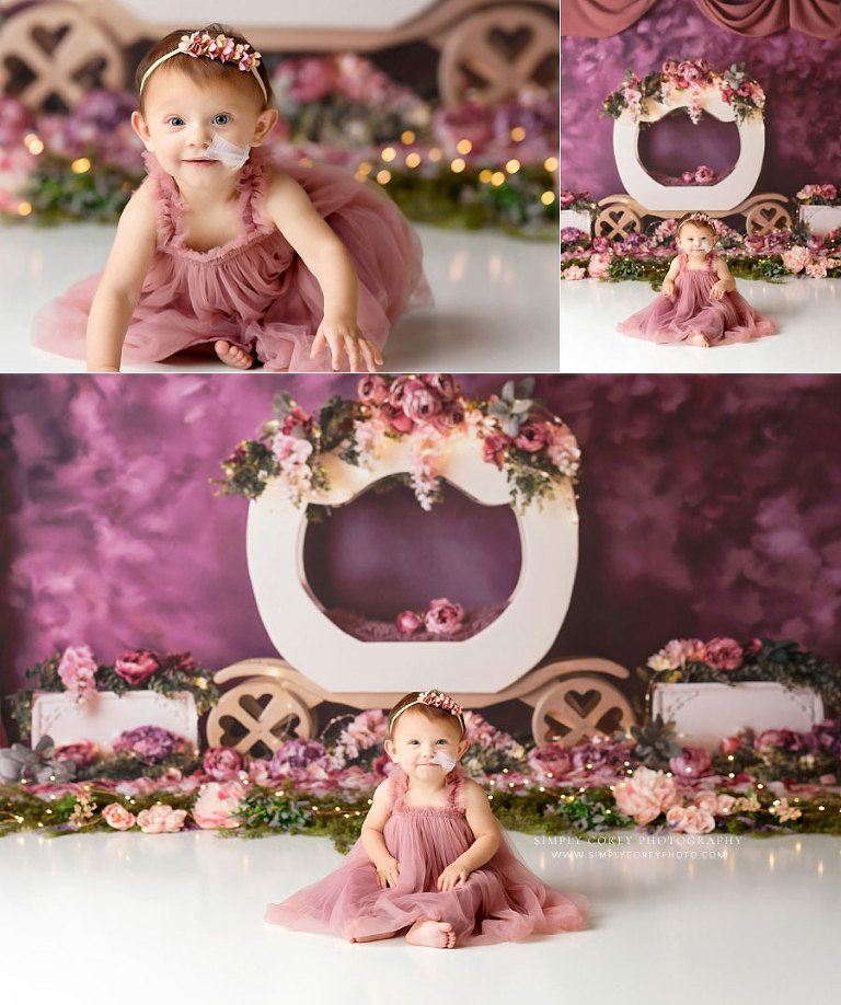 baby photographer near Carrollton, GA; princess studio sitter session