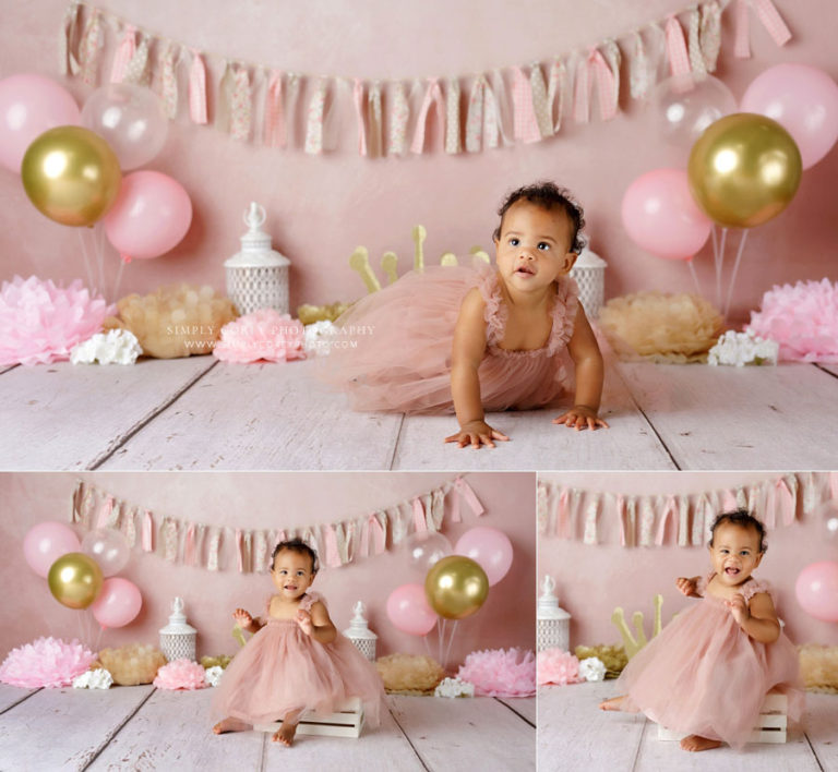 Douglasville Baby Photographer Pink & Gold Studio Milestone Session