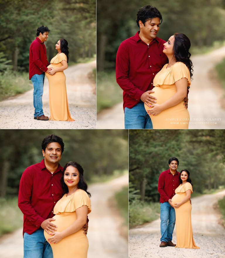 Hiram maternity photographer, expecting couple outside on country road