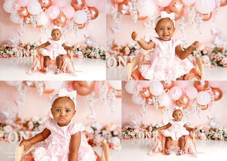 baby photographer near Dallas, GA; pink butterfly studio milestone set