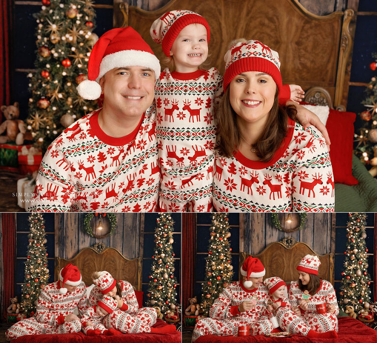 Villa Rica family photographer, snuggling during Christmas pajama mini session 