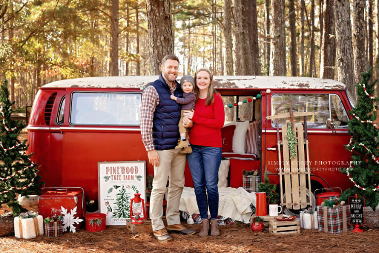 Villa Rica photographer, outdoor Christmas mini session with VW bus