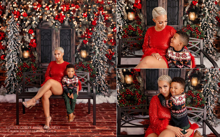 mini session photographer near Douglasville, mommy and me Christmas studio portraits