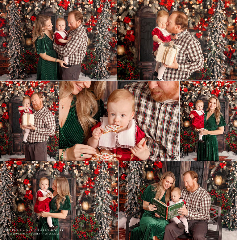 Villa Rica family photographer, Christmas mini session in studio with baby