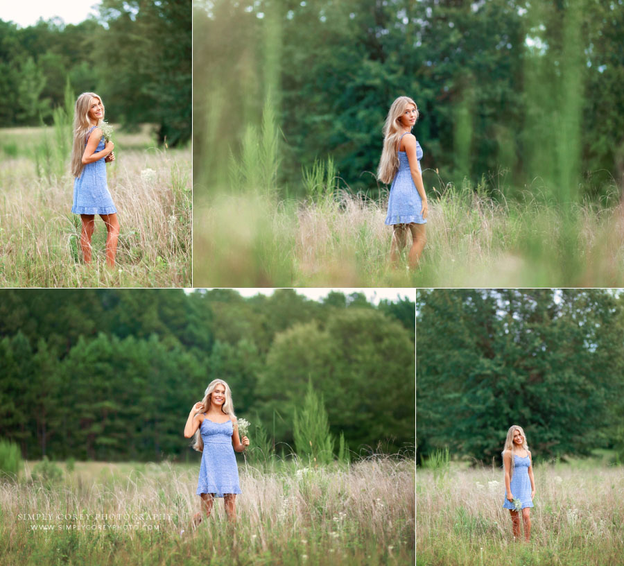 Hiram senior portrait photographer, outdoor portraits of teen girl in tall grass