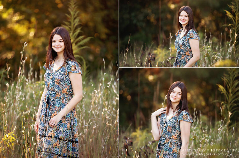 Atlanta senior portrait photographer, teen girl outside in field