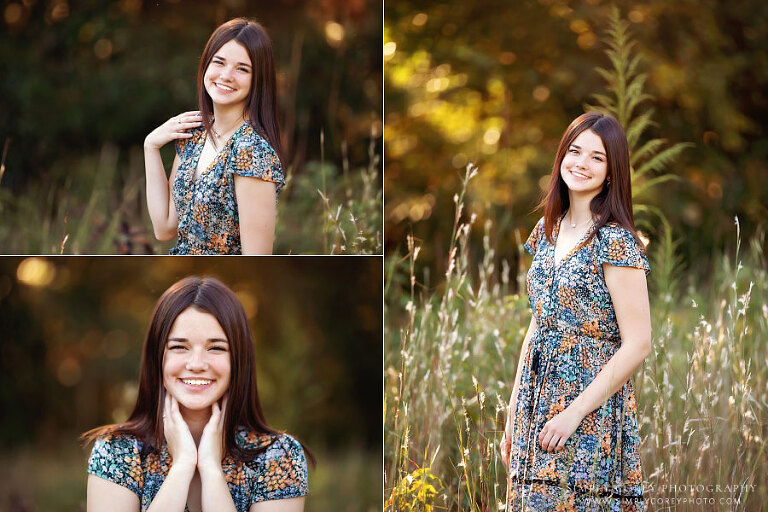 senior portrait photographer near Carrollton, GA; teen girl in a dress outside