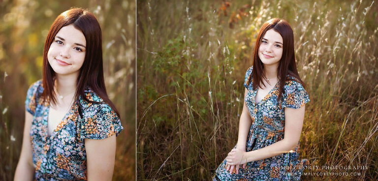 senior portrait photographer near Villa Rica, teen girl i tall grass