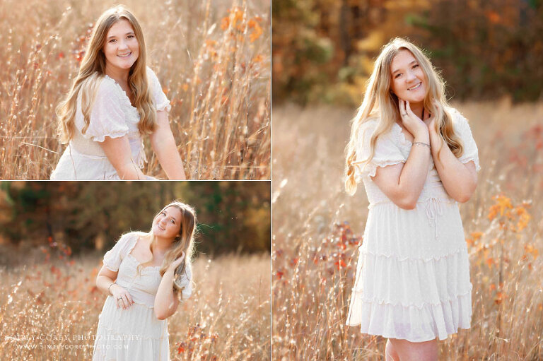 senior portraits near Carrollton, GA; teen girl in a field with tall grass