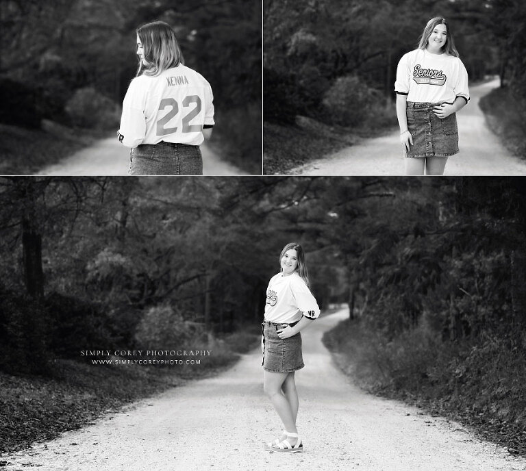 senior portraits near Villa Rica, black and white outdoor photos of teen girl