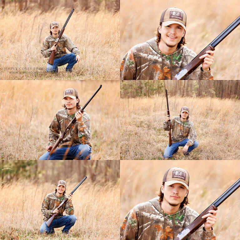 Tallapoosa senior portraits, teen boy in field with hunting rifle