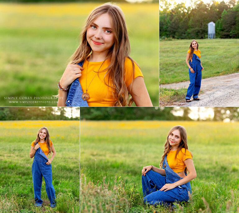 Powder Springs senior portrait photographer, teen girl in field with yellow flowers